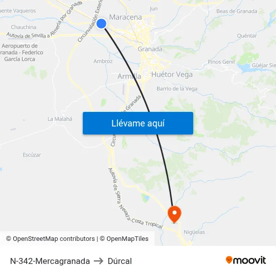N-342-Mercagranada to Dúrcal map