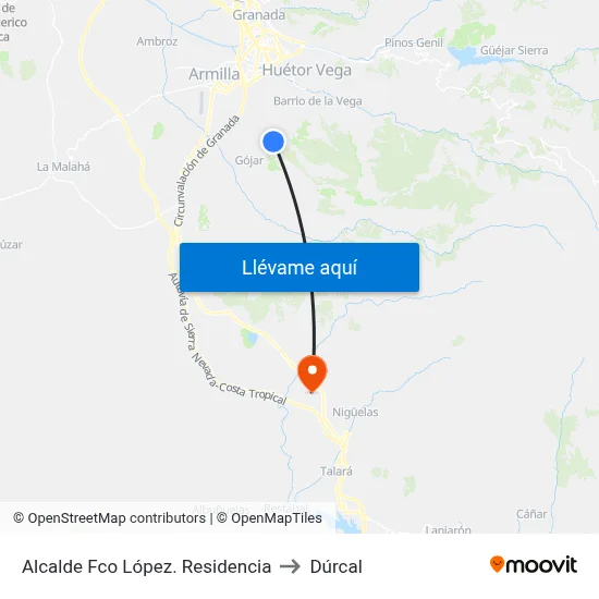 Alcalde Fco López. Residencia to Dúrcal map