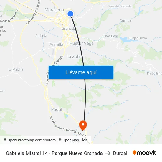 Gabriela Mistral 14 - Parque Nueva Granada to Dúrcal map