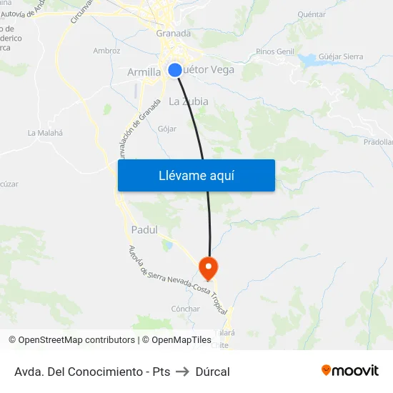 Avda. Del Conocimiento - Pts to Dúrcal map