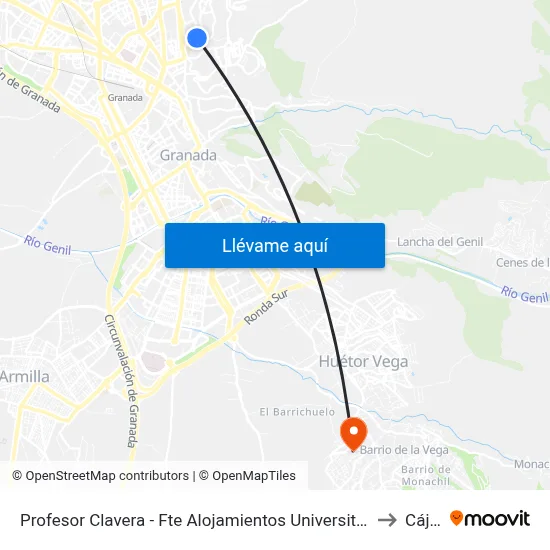 Profesor Clavera - Fte Alojamientos Universitarios to Cájar map