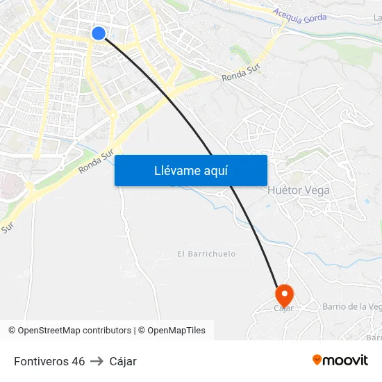 Fontiveros 46 to Cájar map