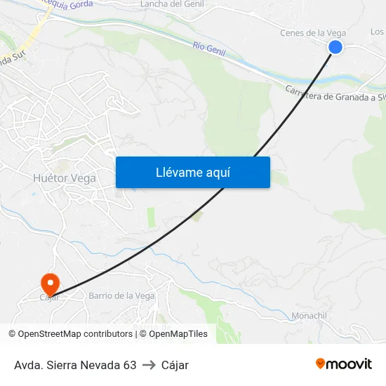 Avda. Sierra Nevada 63 to Cájar map