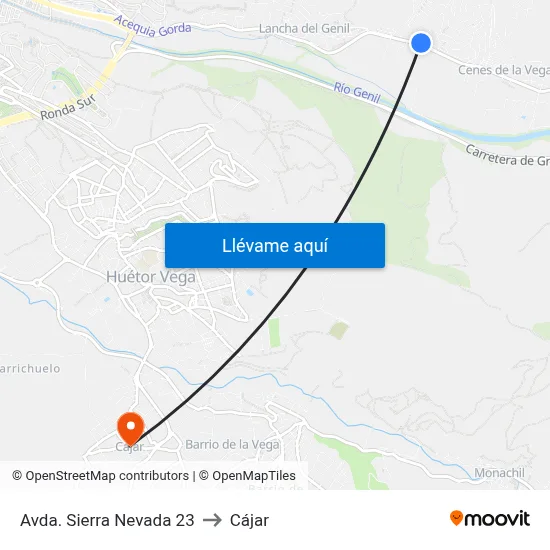 Avda. Sierra Nevada 23 to Cájar map