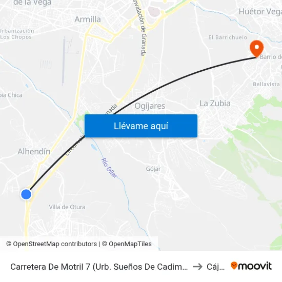 Carretera De Motril 7 (Urb. Sueños De Cadima) to Cájar map