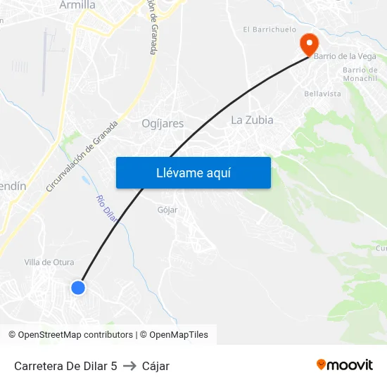Carretera De Dilar 5 to Cájar map