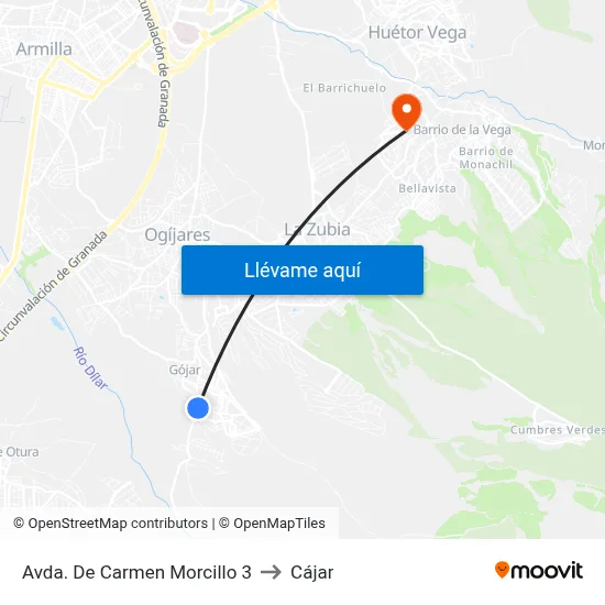Avda. De Carmen Morcillo 3 to Cájar map