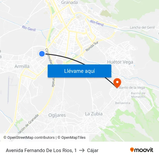 Avenida Fernando De Los Rios, 1 to Cájar map