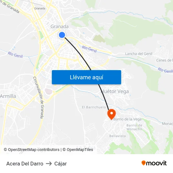 Acera Del Darro to Cájar map