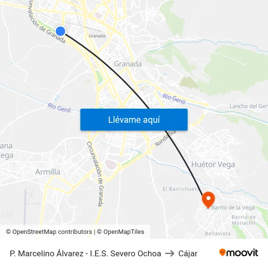 P. Marcelino Álvarez - I.E.S. Severo Ochoa to Cájar map