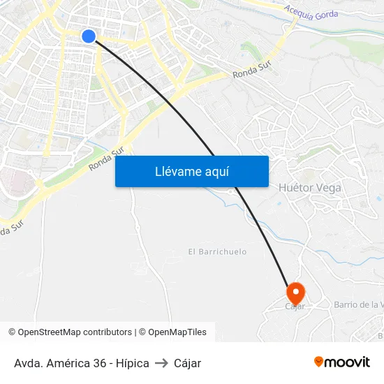 Avda. América 36 - Hípica to Cájar map