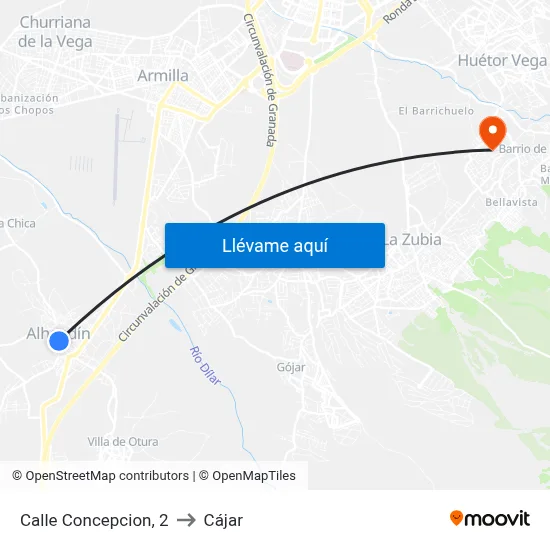 Calle Concepcion, 2 to Cájar map