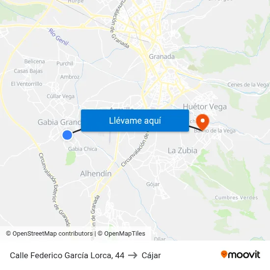 Calle Federico García Lorca, 44 to Cájar map