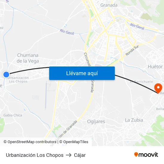 Urbanización Los Chopos to Cájar map