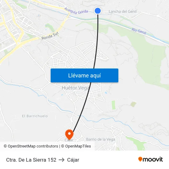 Ctra. De La Sierra 152 to Cájar map