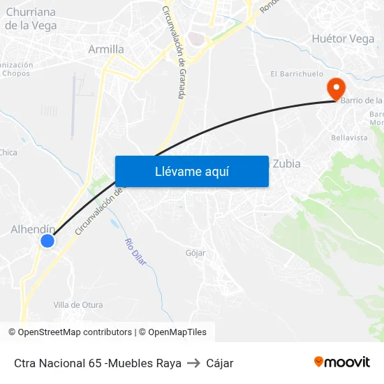 Ctra Nacional 65 -Muebles Raya to Cájar map