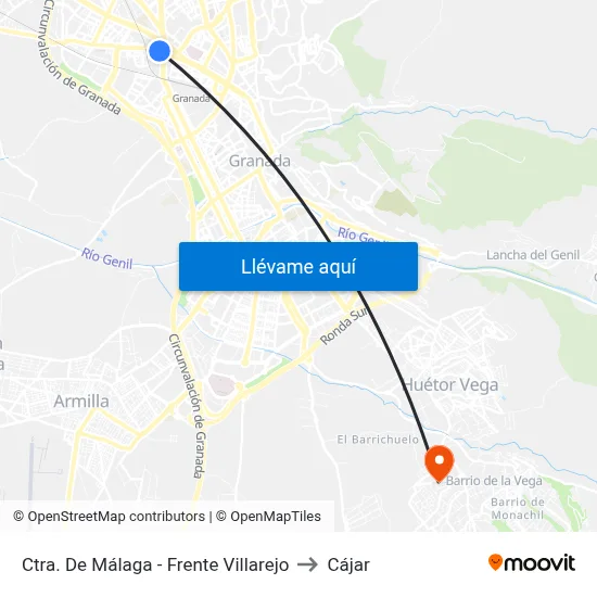 Ctra. De Málaga -  Frente Villarejo to Cájar map