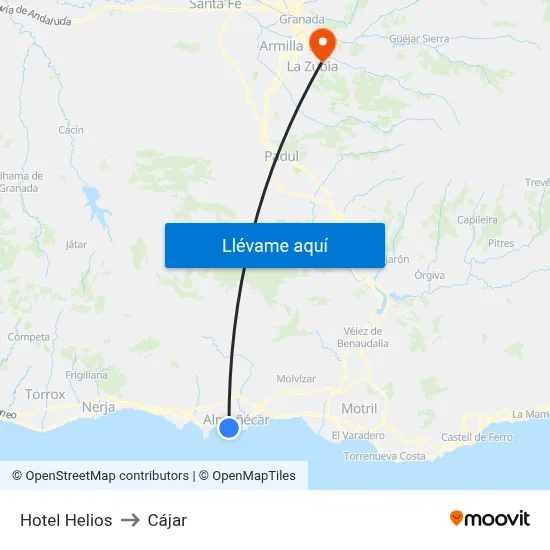 Hotel Helios to Cájar map