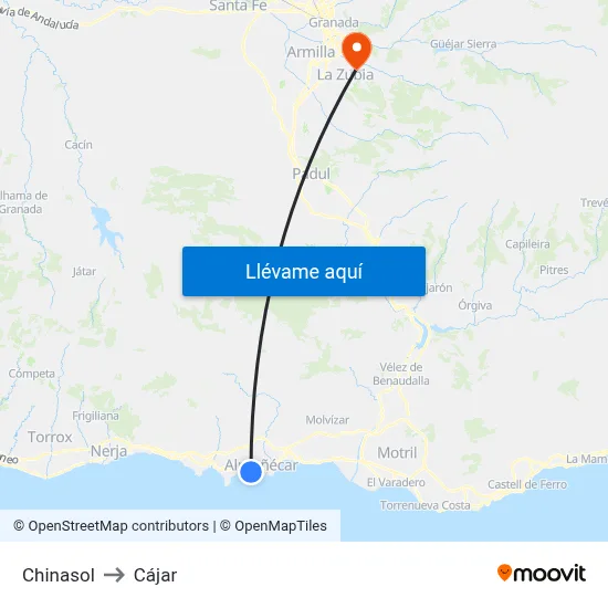Chinasol to Cájar map