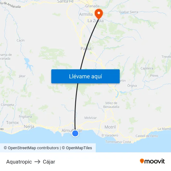 Aquatropic to Cájar map