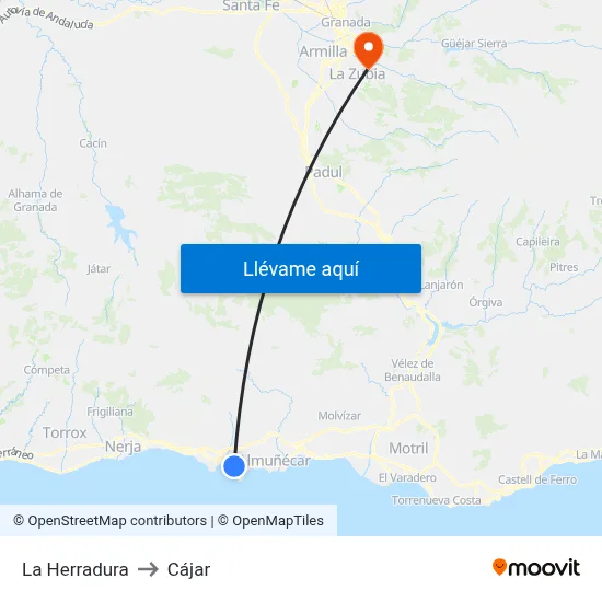 La Herradura to Cájar map