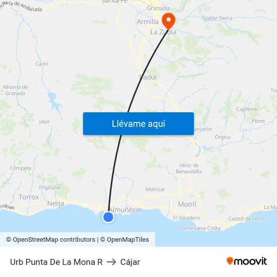 Urb Punta De La Mona R to Cájar map