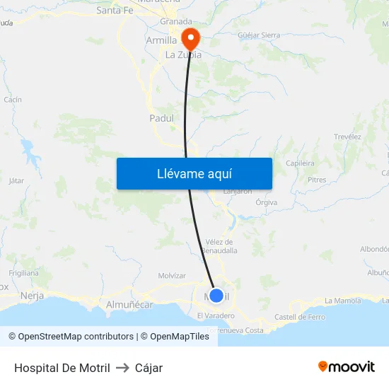 Hospital De Motril to Cájar map