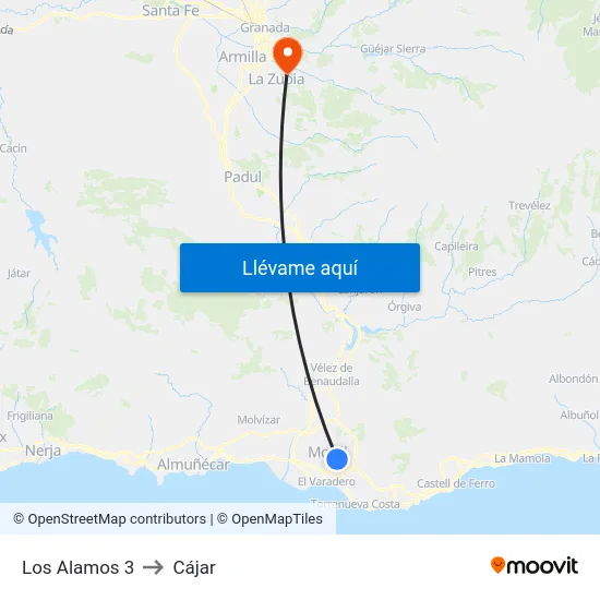 Los Alamos 3 to Cájar map