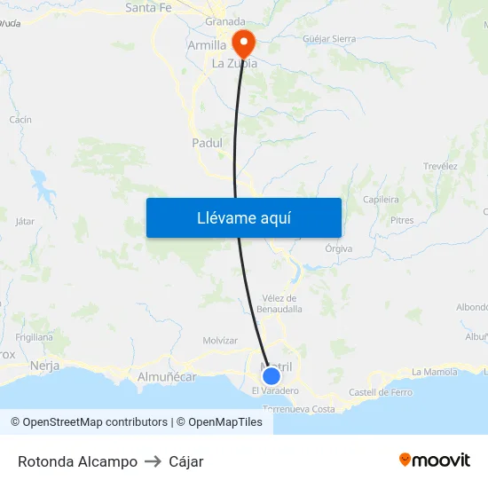 Rotonda Alcampo to Cájar map