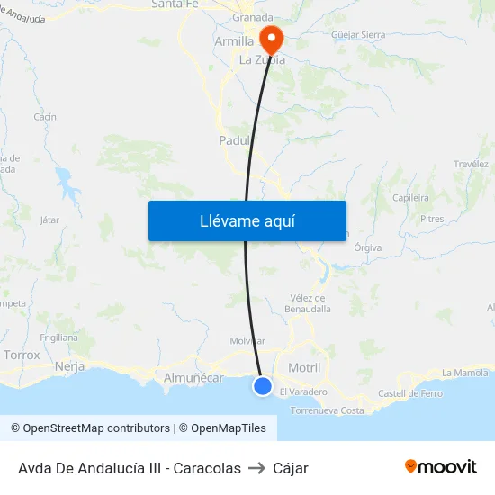 Avda De Andalucía III - Caracolas to Cájar map