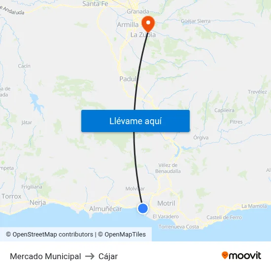 Mercado Municipal to Cájar map