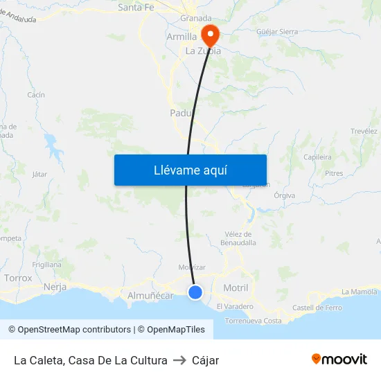 La Caleta, Casa De La Cultura to Cájar map