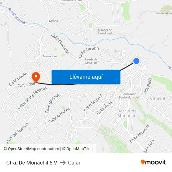 Ctra. De Monachil 5 V to Cájar map