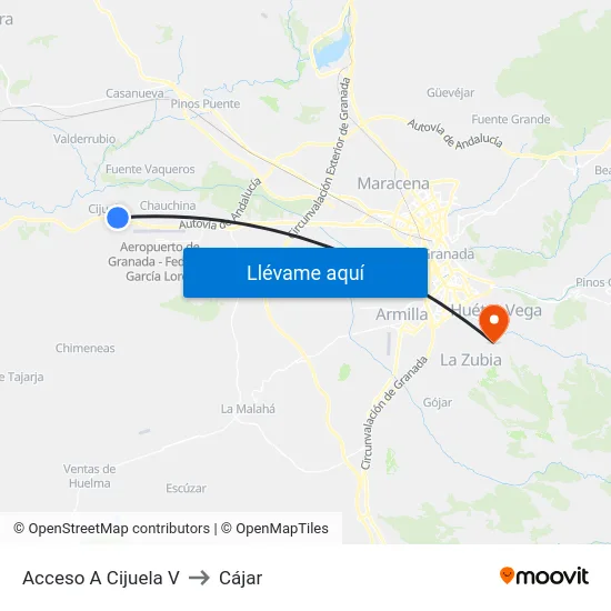 Acceso A Cijuela V to Cájar map