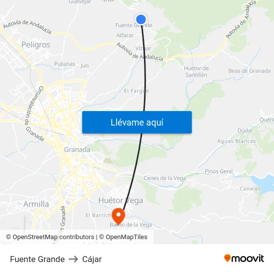 Fuente Grande to Cájar map