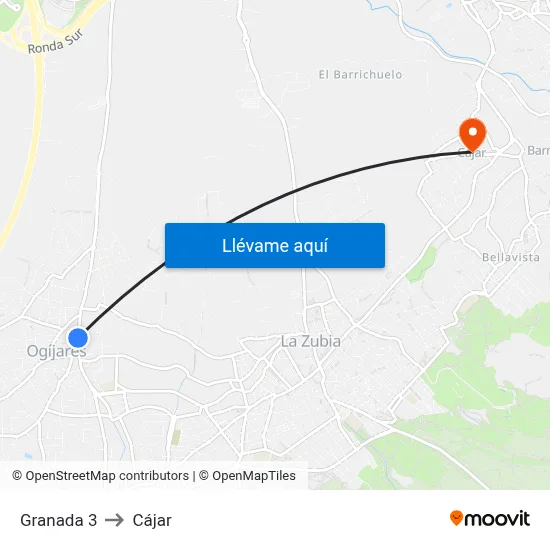 Granada 3 to Cájar map