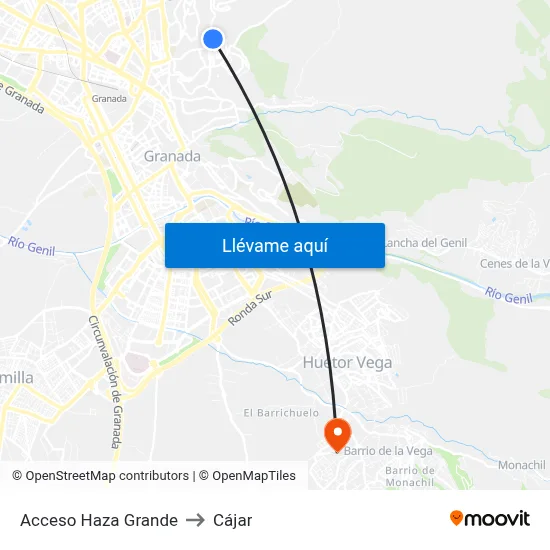 Acceso Haza Grande to Cájar map