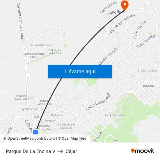 Parque De La Encina V to Cájar map