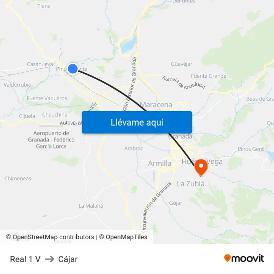 Real 1 V to Cájar map