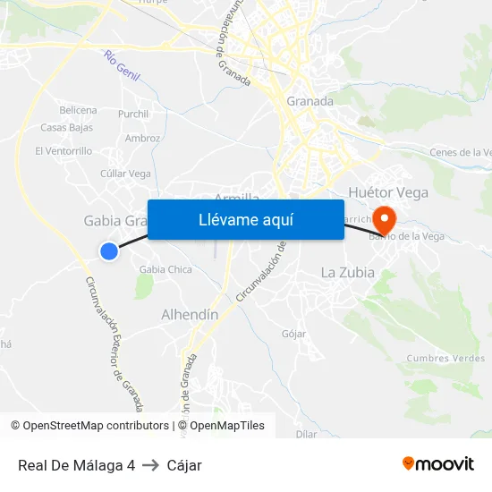 Real De Málaga 4 to Cájar map