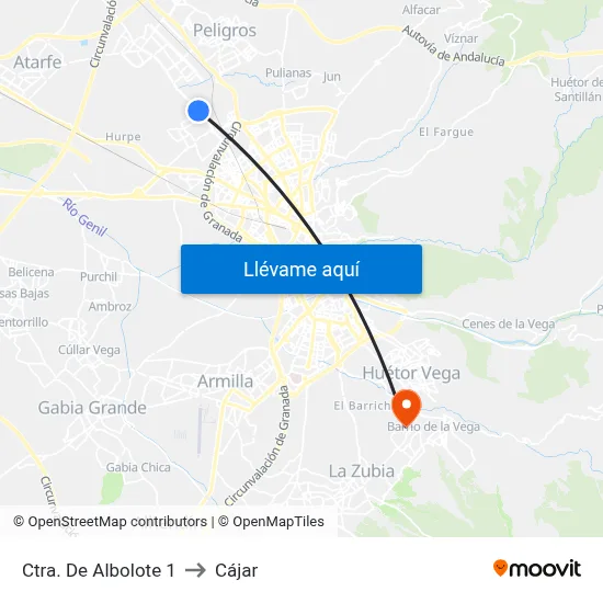 Ctra. De Albolote 1 to Cájar map