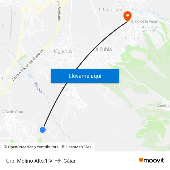 Urb. Molino Alto 1 V to Cájar map