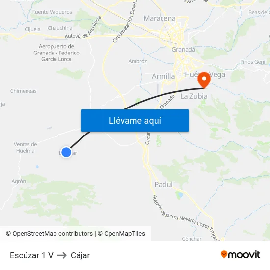 Escúzar 1 V to Cájar map