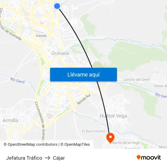 Jefatura Tráfico to Cájar map