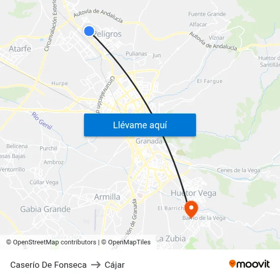 Caserío De Fonseca to Cájar map