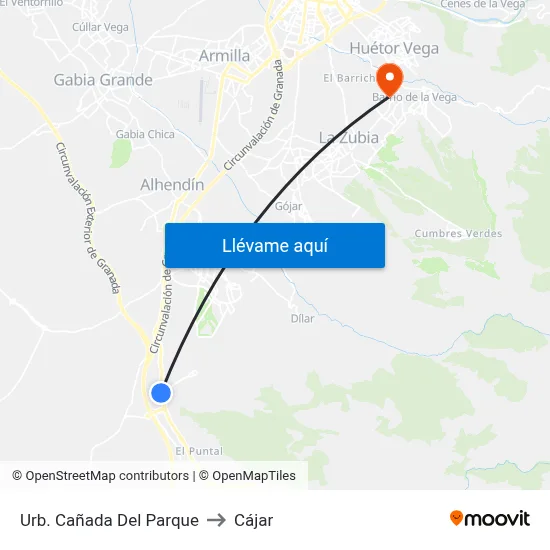 Urb. Cañada Del Parque to Cájar map