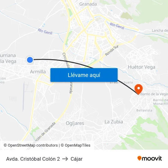 Avda. Cristóbal Colón 2 to Cájar map