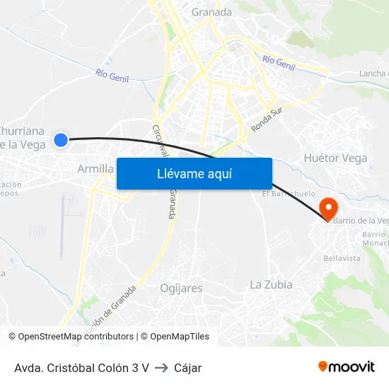 Avda. Cristóbal Colón 3 V to Cájar map