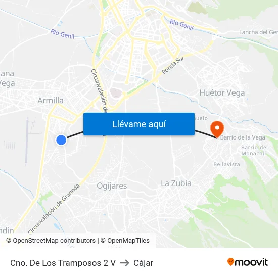 Cno. De Los Tramposos 2 V to Cájar map
