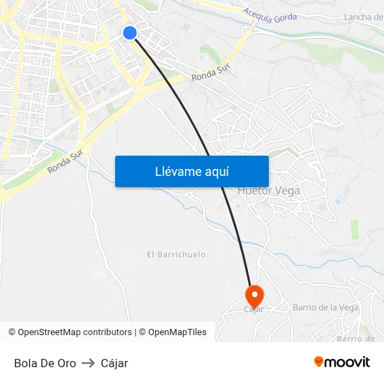 Bola De Oro to Cájar map